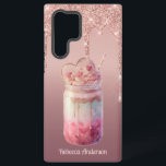 Coque Samsung Galaxy Yummy Boba Bubble Lait Thé Dessert<br><div class="desc">Cette étui téléphonique avec parties scintillant, coeurs et thé Boba est gai, amusant et juste pour les amateurs de thé ou de dessert. Personnalisez-le avec votre nom ou une courte phrase. Pour les amateurs de thé à bulle, de parties scintillant, d'or rose et de rose. Choisissez parmi une variété d'iPhone...</div>