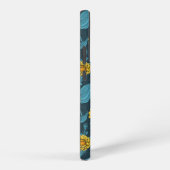 Coque Samsung Galaxy Zinnias jaune sur bleu foncé (Côté droit)