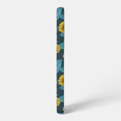 Coque Samsung Galaxy Zinnias jaune sur bleu foncé (Côté gauche)