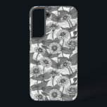 Coque Samsung Galaxy Zinnias, monochrome sur blanc<br><div class="desc">Motif vectoriel de fleurs de zinnia peintes à la main</div>