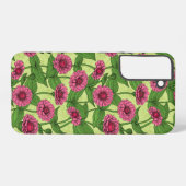 Coque Samsung Galaxy Zinnias rose sur vert clair (Verso Horizontal)
