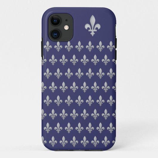Coque Silver Fleur de lys Royal Blue iPhone 5 (Dos)