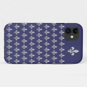 Coque Silver Fleur de lys Royal Blue iPhone 5 (Dos (Horizontal))