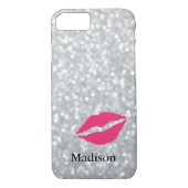 Coque Sparkly Silver iPhone 7 avec lèvres (Dos)