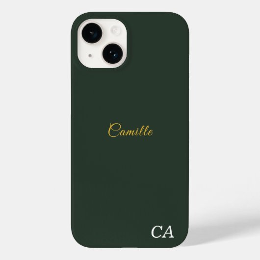 Coque téléphone élégante or et vert forêt (Verso)