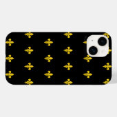 Coque téléphone noire avec motif Fleur de Lys Or (Verso (horizontal))