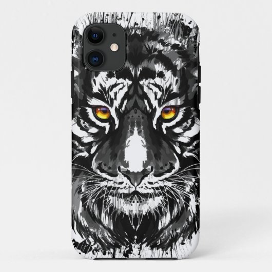 Coque Tiger iPhone 11 | Tigre noir et blanc (Dos)