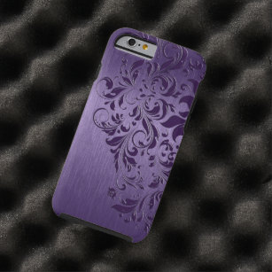 Coque Tough iPhone 6 Arrière - plan Violet Avec Dentelle Florale Violet
