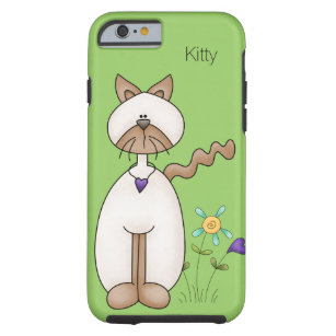 Coque Tough iPhone 6 Caricature colorée Kitty and Flowers iPhone 6 Coqu