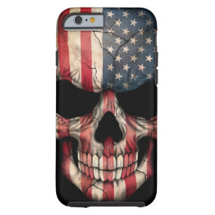 Coque Tough iPhone 6 Crâne de drapeau américain sur le noir