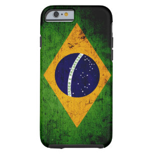 Coque Tough iPhone 6 Drapeau grunge noir du Brésil