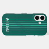 Coque turquoise à rayures-Mate (Verso (horizontal))