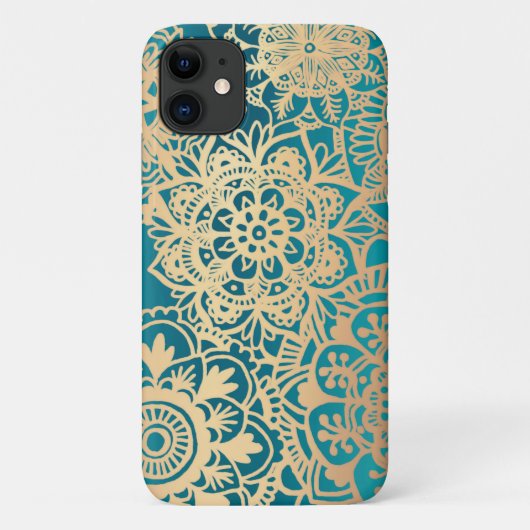 Coque Turquoise de Mandala Green et Gold (Dos)