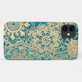 Coque Turquoise de Mandala Green et Gold (Dos (Horizontal))