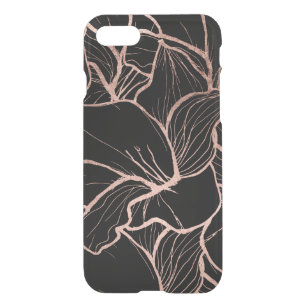 Coque Pour iPhone SE/8/7 Case Abrégé sur rose moderne or floral sur le noir