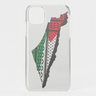 Coque Pour iPhone 11 Carte de Palestine avec drapeau et Motif Keffiyeg