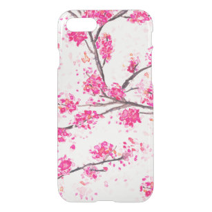 Coque Pour iPhone SE/8/7 Case Cerisiers en fleurs roses Aquarelle Oriental Sakur