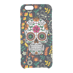 Coque iPhone 6/6S Crâne à sucre floral avec arrière - plan de fleurs