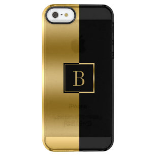 Coque iPhone Clear SE/5/5s Design géométrique moderne Gold & Black