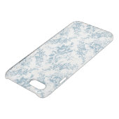 Coque Uncommon Pour iPhone Elégante toile florale blanche et bleue gravée (Haut)