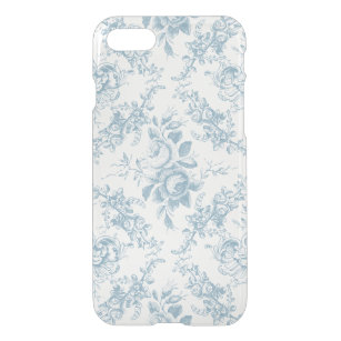 Coque Pour iPhone SE/8/7 Case Elégante toile florale blanche et bleue gravée