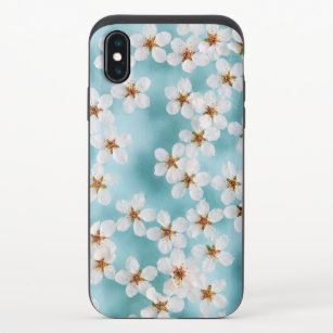 Coque Coulissante Pour iPhone X Fleurs De Fleur De Fleur De Cerisier Blanc Sur Ble