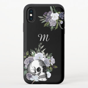Coque Coulissante Pour iPhone X Floral de crâne gothique personnalisé
