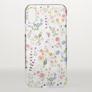 Coque iPhone X Jardin de fleurs sauvages de printemps coloré Mono