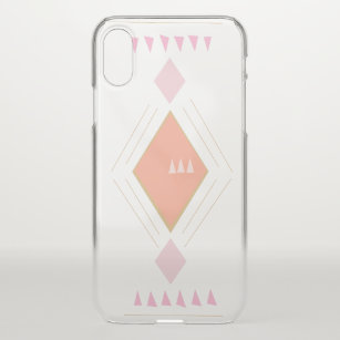 Coque iPhone X Motif géométrique Kilim moderne en rose pâle