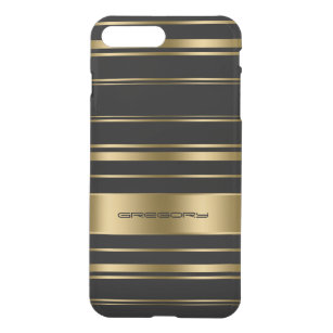 Coque iPhone 8 Plus/7 Plus Motif Monogramme Gold & Black Stripes
