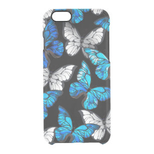 Coque iPhone 6/6S Motif sans couleur foncée avec papillons bleus Mor