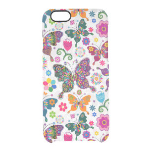 Coque iPhone 6/6S Papillons et fleurs colorés rétro Motif