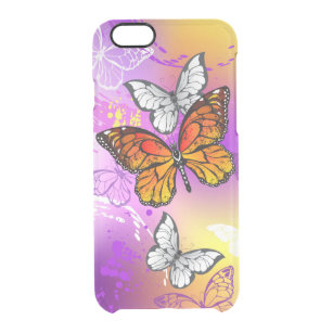 Coque iPhone 6/6S Papillons Monarque sur Arrière - plan pourpre