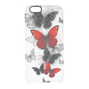 Coque iPhone 6/6S Papillons noirs et rouges volants