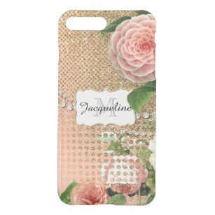 Coque iPhone 7 Plus Rose anglais vintage Glam Old Hollywood Regency