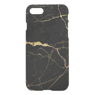 Coque Pour iPhone SE/8/7 Case veines d'or en faux marbre noir