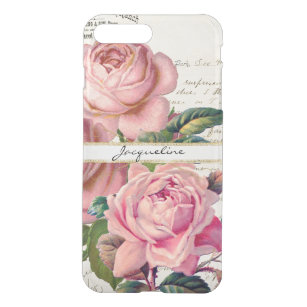 Coque iPhone 7 Plus Vintage rose Rose anglais w Script Letting Art
