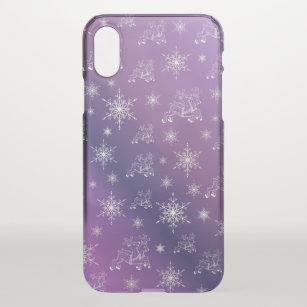 Coque iPhone X violet, rennes, étoile, étoiles, flocon de neige, 