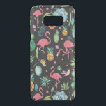 Coquer Get Uncommon Samsung Galaxy S8 Plus Fleurs et Flamants roses tropicaux colorés Motif<br><div class="desc">Fleurs tropicales colorées ananas,  cactus et flamants roses. Arrière - plan noir modifiable.</div>
