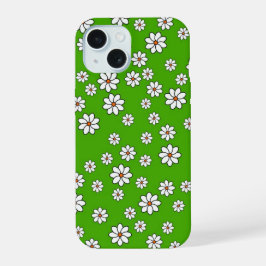 Coque Witte bloemenvlinder op groen tapijt iPhone 15 Hoesje