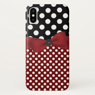 Coque X Noir, Blanc et Rouge Polka Dot