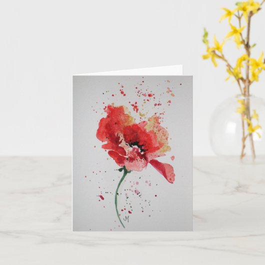 Coquelicot rouge - Carte de vœux vierge (Fleur jaune)