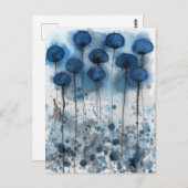 Coquelicots bleus et gris, carte postale de jardin (Devant / Derrière)