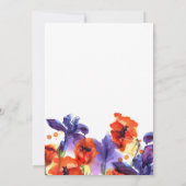 Coquelicots, Iris Violets Aquarelle Carte de Mise (Dos)