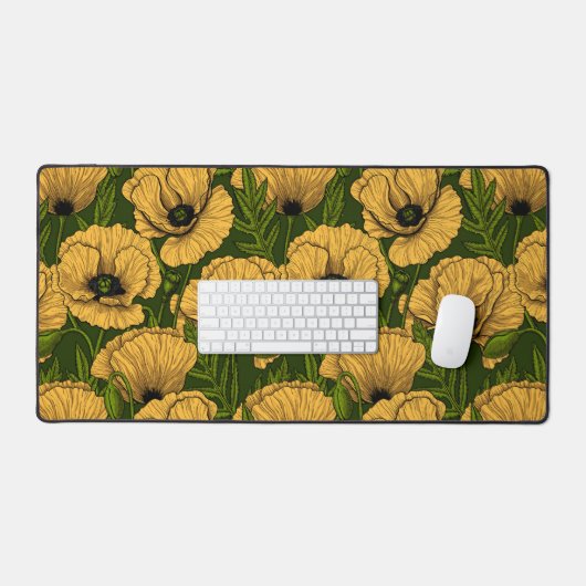 Coquelicots jaunes sur vert foncé (Clavier et souris)