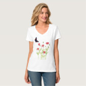 Coquelicots, papillon amiral T-Shirt (Devant entier)