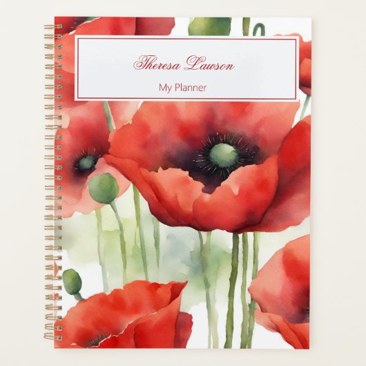 Coquelicots rouges à l'aquarelle moderne (Devant)