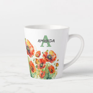 Coquelicots Rouges Joliment Brodé Mug Fleuris