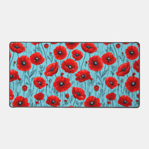 Coquelicots rouges sur fond bleu