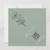 Coquelicots Vert Sauge Détails Carte code QR (Devant)